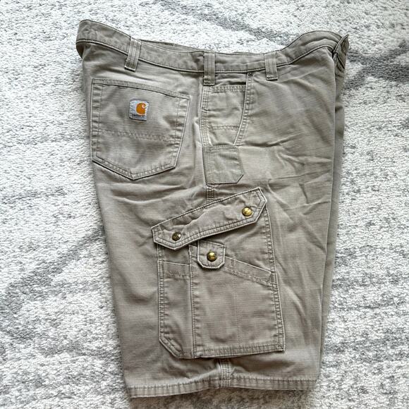 Carhartt Beige Carpenter Ripstop Utility Work Shorts Size 40 - Picture 2 of 9